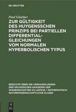 Abbildung von Günther | Zur Gültigkeit des Huygensschen Prinzips bei partiellen Differentialgleichungen vom normalen Hyperbolischen Typus | 1. Auflage | 2022 | beck-shop.de