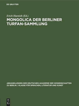 Abbildung von Haenish | Mongolica der Berliner Turfan-Sammlung | 1. Auflage | 2022 | beck-shop.de