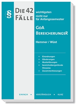 Abbildung von Hemmer / Wüst | Die 42 wichtigsten Fälle zur GoA/ Bereicherungsrecht | 13. Auflage | 2025 | beck-shop.de