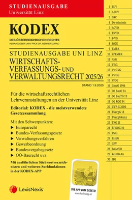 Abbildung von Doralt | KODEX Wirtschaftsverfassungs- und verwaltungsrecht Uni Linz - inkl. App | 1. Auflage | 2025 | beck-shop.de