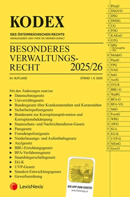 Abbildung von Doralt | KODEX Besonderes Verwaltungsrecht 2025/26 - inkl. App | 34. Auflage | 2025 | beck-shop.de