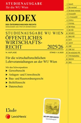 Abbildung von Doralt | KODEX Öffentliches Wirtschaftsrecht (WU) 2025/26 - inkl. App | 14. Auflage | 2025 | beck-shop.de