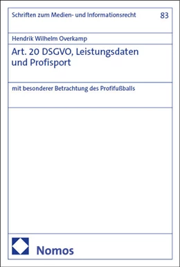 Abbildung von Overkamp | Art. 20 DSGVO, Leistungsdaten und Profisport | 1. Auflage | 2025 | beck-shop.de