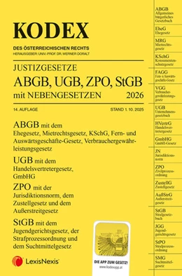 Abbildung von Doralt | KODEX Justizgesetze 2026 - inkl. App | 14. Auflage | 2025 | beck-shop.de