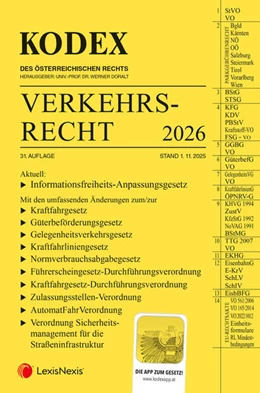 Abbildung von Doralt | KODEX Verkehrsrecht 2026 - inkl. App | 31. Auflage | 2025 | beck-shop.de