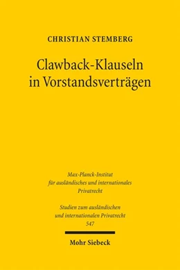 Abbildung von Stemberg | Clawback-Klauseln in Vorstandsverträgen | 1. Auflage | 2025 | beck-shop.de