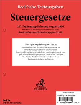 Abbildung von Steuergesetze: 227. Ergänzungslieferung | 1. Auflage | 2026 | beck-shop.de