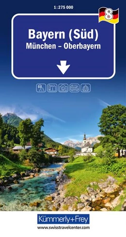 Abbildung von Kümmerly+Frey Regional-Strassenkarte 8 Bayern Süd 1:275.000 | 7. Auflage | 2026 | beck-shop.de