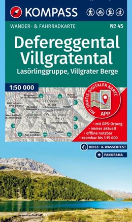 Abbildung von KOMPASS Wanderkarte 45 Defereggental, Villgratental, Lasörlinggruppe, Villgrater Berge 1:50.000 | 2. Auflage | 2026 | beck-shop.de