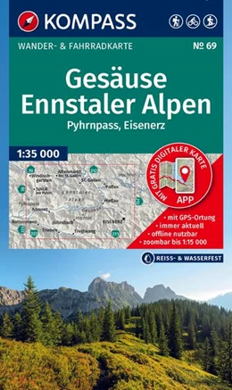 Abbildung von KOMPASS Wanderkarte 69 Gesäuse, Ennstaler Alpen, Pyhrnpass, Eisenerz 1:35.000 | 2. Auflage | 2026 | beck-shop.de