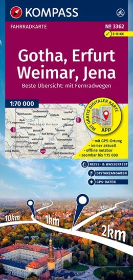 Abbildung von KOMPASS Fahrradkarte 3362 Gotha, Erfurt, Weimar, Jena 1:70.000 | 2. Auflage | 2026 | beck-shop.de