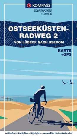 Abbildung von KOMPASS Fahrrad-Tourenkarte Ostseeküstenradweg 2 - von Lübeck nach Usedom 1:50.000 | 3. Auflage | 2026 | beck-shop.de