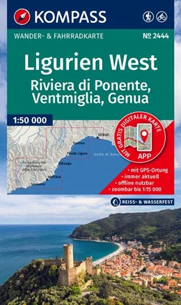 Abbildung von KOMPASS Wanderkarte 2444 Ligurien West - Riviera di Ponente, Ventimiglia bis Genua 1:60.000 | 1. Auflage | 2026 | beck-shop.de