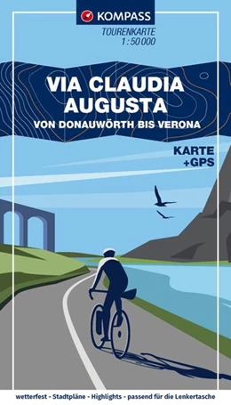Abbildung von KOMPASS Fahrrad-Tourenkarte Via Claudia Augusta - von Donauwörth bis Verona 1:50.000 | 1. Auflage | 2026 | beck-shop.de