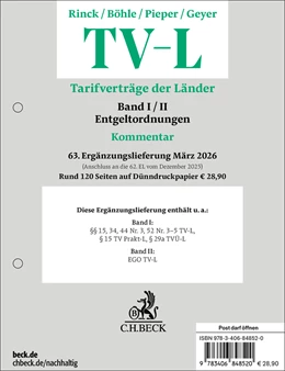 Abbildung von Rinck / Böhle | TV-L: 63. Ergänzungslieferung | 1. Auflage | 2026 | beck-shop.de