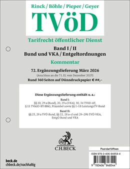 Abbildung von Rinck / Böhle | TVöD: 72. Ergänzungslieferung | 1. Auflage | 2026 | beck-shop.de