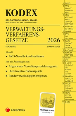 Abbildung von Doralt | KODEX Verwaltungsverfahrensgesetze (AVG) 2026 | 67. Auflage | 2026 | beck-shop.de