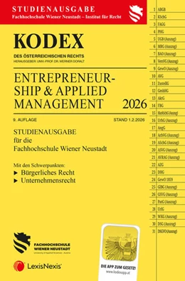 Abbildung von Doralt | KODEX Entrepreneurship & Applied Management (FH Wr. Neustadt) 2026 | 9. Auflage | 2026 | beck-shop.de