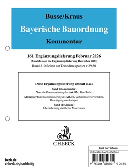 Abbildung von Busse / Kraus | Bayerische Bauordnung: 161. Ergänzungslieferung | 1. Auflage | 2026 | beck-shop.de