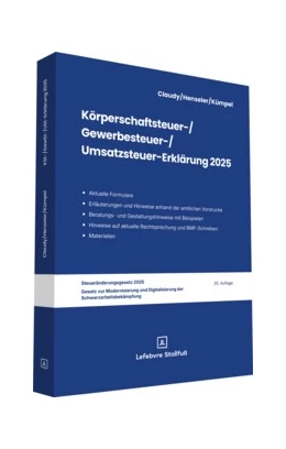 Abbildung von Claudy / Henseler | Körperschaftsteuer-, Gewerbesteuer-, Umsatzsteuer-Erklärung 2025 | 20. Auflage | 2026 | beck-shop.de