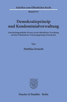 Abbildung von Jestaedt | Demokratieprinzip und Kondominialverwaltung. | 1. Auflage | 1993 | beck-shop.de