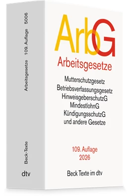 Abbildung von Arbeitsgesetze: ArbG | 109. Auflage | 2026 | 5006 | beck-shop.de
