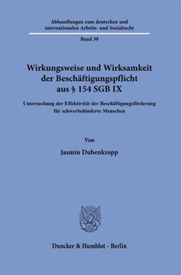 Abbildung von Dubenkropp | Wirkungsweise und Wirksamkeit der Beschäftigungspflicht aus § 154 SGB IX | 1. Auflage | 2026 | beck-shop.de