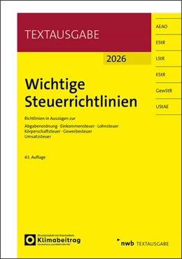 Abbildung von Wichtige Steuerrichtlinien 2026 | 43. Auflage | 2026 | beck-shop.de