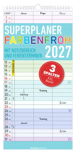 Abbildung von Neumann Verlage GmbH & Co KG | Superplaner Farbenfroh - 3 Spalten 2027 | 1. Auflage | 2026 | beck-shop.de