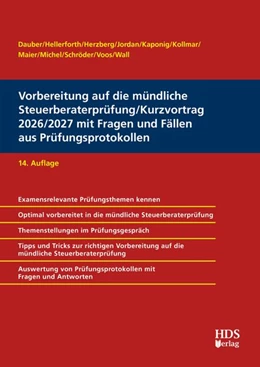Abbildung von Dauber / Voos | Vorbereitung auf die mündliche Steuerberaterprüfung/Kurzvortrag 2026/2027 mit Fragen und Fällen aus Prüfungsprotokollen | 14. Auflage | 2026 | beck-shop.de