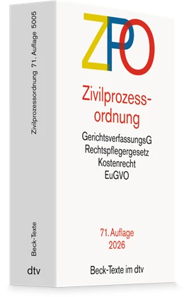 Abbildung von Zivilprozessordnung: ZPO | 71. Auflage | 2026 | 5005 | beck-shop.de