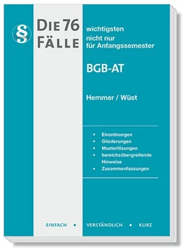 Abbildung von Hemmer / Wüst | Die 76 wichtigsten Fälle BGB AT | 15. Auflage | 2026 | beck-shop.de