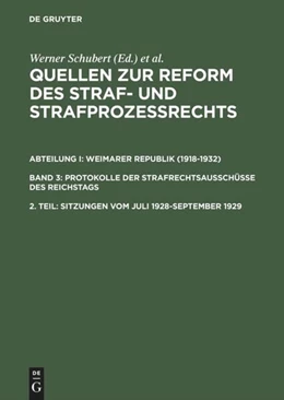 Abbildung von Schubert | Sitzungen vom Juli 1928–September 1929 | 1. Auflage | 1996 | beck-shop.de
