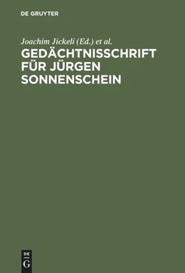 Abbildung von Jickeli / Kreutz | Gedächtnisschrift für Jürgen Sonnenschein | 1. Auflage | 2002 | beck-shop.de