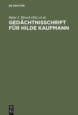 Abbildung von Hirsch / Kaiser | Gedächtnisschrift für Hilde Kaufmann | 1. Auflage | 1986 | beck-shop.de