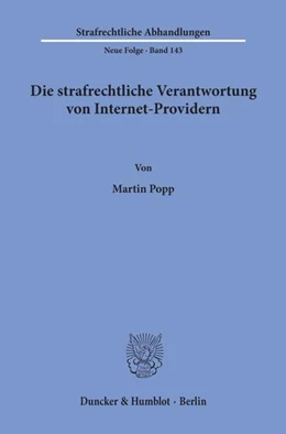 Abbildung von Popp | Die strafrechtliche Verantwortung von Internet-Providern. | 1. Auflage | 2002 | beck-shop.de