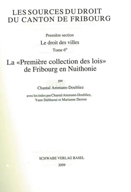 Abbildung von Ammann-Doubliez / Dahhaoui | La 'Première collection des lois' de Fribourg en Nuithonie | 1. Auflage | 2009 | beck-shop.de