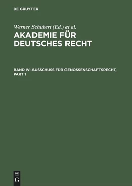 Abbildung von Schubert | Ausschuß für Genossenschaftsrecht | 1. Auflage | 1989 | beck-shop.de