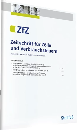 Abbildung von Zeitschrift für Zölle und Verbrauchsteuern - ZfZ | 94. Auflage | 2025 | beck-shop.de