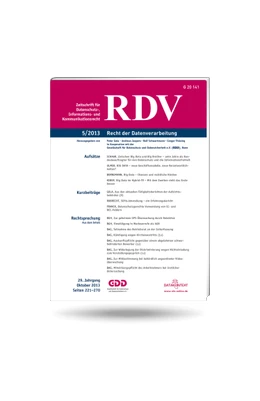 Abbildung von Recht der Datenverarbeitung • RDV | 34. Auflage | 2025 | beck-shop.de