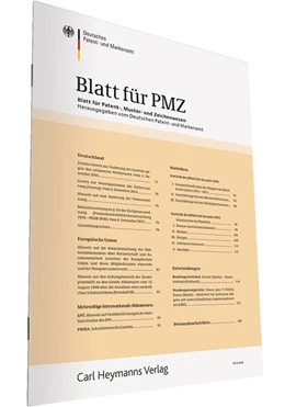 Abbildung von Deutsches Patent- und Markenamt (Hrsg.) | Blatt für Patent-, Muster- und Zeichenwesen • BlPMZ | 120. Auflage | 2025 | beck-shop.de