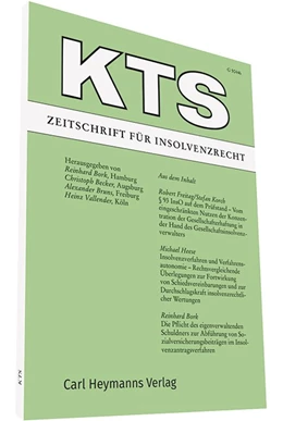 Abbildung von Bork / Becker | KTS • Zeitschrift für Insolvenzrecht | 79. Auflage | 2025 | beck-shop.de