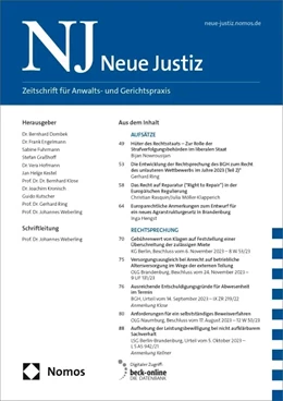 Abbildung von Neue Justiz • NJ | 72. Auflage | 2025 | beck-shop.de