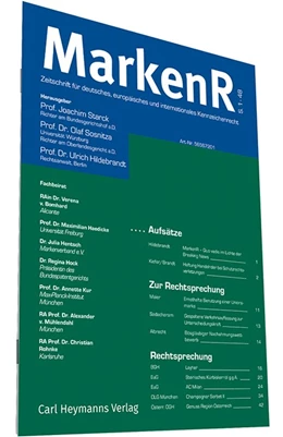 Abbildung von Starck / Sosnitza (Hrsg.)
 | MarkenR - Markenrecht | 20. Auflage | 2025 | beck-shop.de