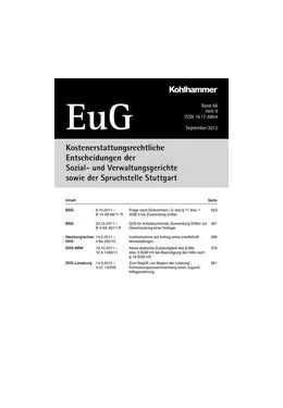 Abbildung von Kostenerstattungsrechtliche Entscheidungen der Sozial- und Verwaltungsgerichte sowie der Spruchstelle Stuttgart – EuG | 72. Auflage | 2025 | beck-shop.de