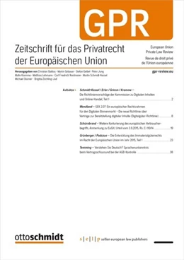 Abbildung von Zeitschrift für das Privatrecht der Europäischen Union • GPR | 15. Auflage | 2025 | beck-shop.de