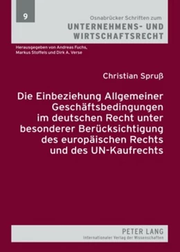 Abbildung von Spruß | Die Einbeziehung Allgemeiner Geschäftsbedingungen im deutschen Recht unter besonderer Berücksichtigung des europäischen Rechts und des UN-Kaufrechts | 1. Auflage | 2010 | 9 | beck-shop.de