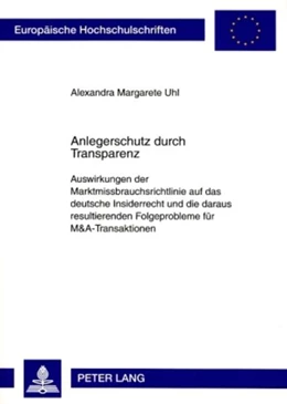 Abbildung von Uhl | Anlegerschutz durch Transparenz | 1. Auflage | 2008 | 4759 | beck-shop.de