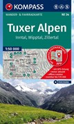 Cover KOMPASS Wanderkarte 34 Tuxer Alpen, Inntal, Wipptal, Zillertal 1:50.000