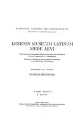 Cover: Bernhard, Michael, Lexicon Musicum Latinum Medii Aevi = Wörterbuch der lateinischen Musikterminologie des Mittelalters bis zum Ausgang des 15. Jahrhunderts = Dictionary of Medieval Latin Musical Terminology to the End of the 15th Century
